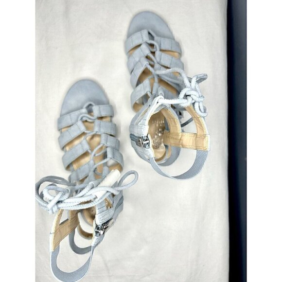 Vince Camuto Helayn Gladiator Sandals Women's Size 6.5 / 36.5 Light Blue Suede - Picture 2 of 14